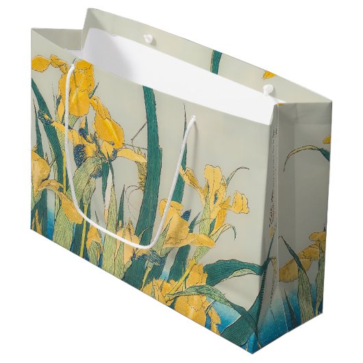 Katsushika Hokusai - Grasshopper und Iris Große Geschenktüte (Vorderseite Schrägansicht)