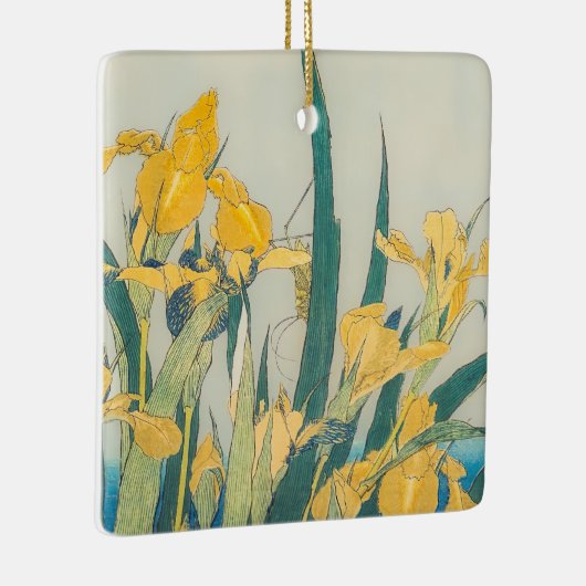 Katsushika Hokusai - Grasshopper und Iris Keramikornament (Rechts)