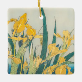 Katsushika Hokusai - Grasshopper und Iris Keramikornament