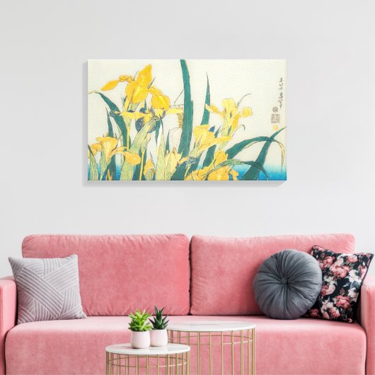 Katsushika Hokusai - Grasshopper und Iris Leinwanddruck (Insitu (Wohnzimmer))