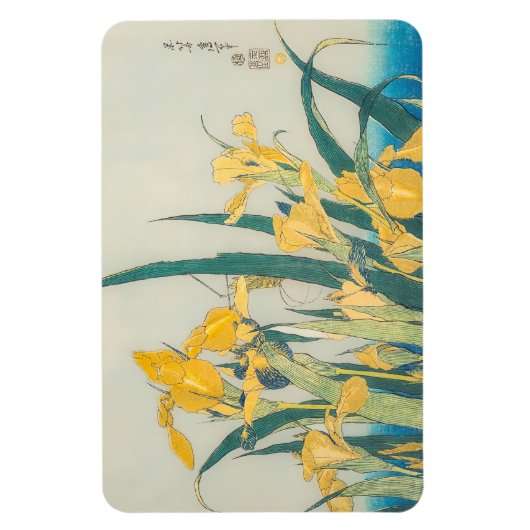 Katsushika Hokusai - Grasshopper und Iris Magnet (Vertikal)