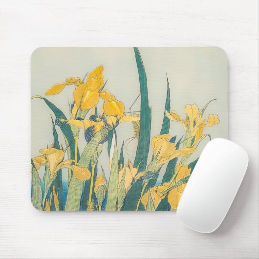 Katsushika Hokusai - Grasshopper und Iris Mousepad (Mit Mouse)