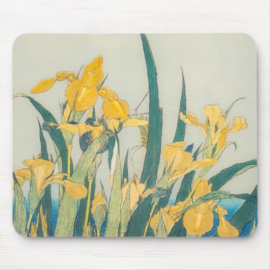 Katsushika Hokusai - Grasshopper und Iris Mousepad (Vorne)