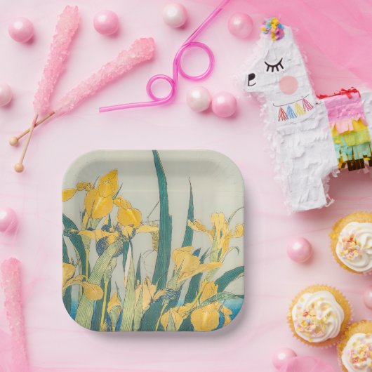 Katsushika Hokusai - Grasshopper und Iris Pappteller (Party)