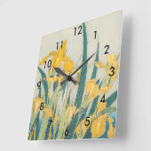 Katsushika Hokusai - Grasshopper und Iris Quadratische Wanduhr (Winkel)
