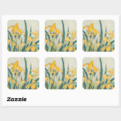 Katsushika Hokusai - Grasshopper und Iris Quadratischer Aufkleber (Blatt)