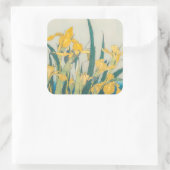 Katsushika Hokusai - Grasshopper und Iris Quadratischer Aufkleber (Tasche)