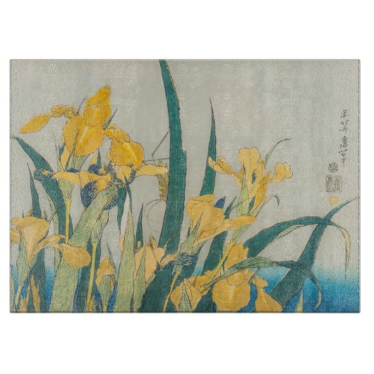 Katsushika Hokusai - Grasshopper und Iris Schneidebrett (Vorderseite)