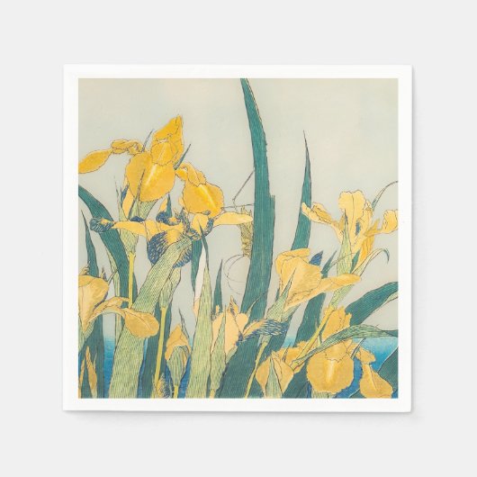 Katsushika Hokusai - Grasshopper und Iris Serviette (Vorderseite)