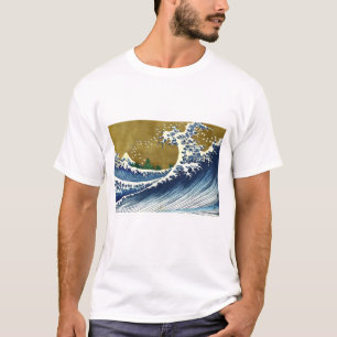 Katsushika Hokusai - Große Farbige Welle T-Shirt