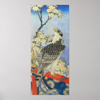 Katsushika Hokusai Hawk und Kirschblüten Poster
