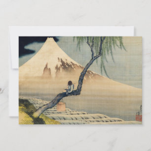 Katsushika Hokusai - Junge betrachtet den Fuji Dankeskarte