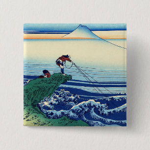 Katsushika Hokusai - Kajikazawa in der Provinz Kai Button