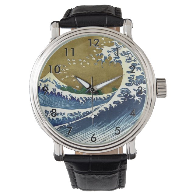 Katsushika Hokusai - Kolored Big Wave Armbanduhr (Vorderseite)