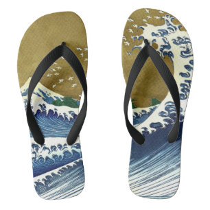 Katsushika Hokusai - Kolored Big Wave Badesandalen