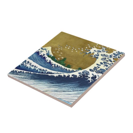 Katsushika Hokusai - Kolored Big Wave Fliese (Seite)