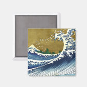 Katsushika Hokusai - Kolored Big Wave Magnet (Vorderseite/Rückseite)