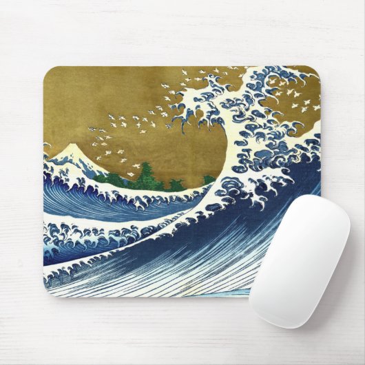 Katsushika Hokusai - Kolored Big Wave Mousepad (Mit Mouse)