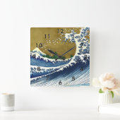 Katsushika Hokusai - Kolored Big Wave Quadratische Wanduhr (Zuhause)