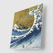 Katsushika Hokusai - Kolored Big Wave Quadratische Wanduhr (Winkel)