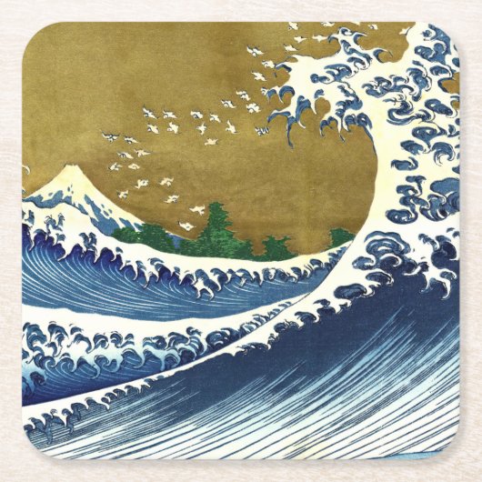 Katsushika Hokusai - Kolored Big Wave Rechteckiger Pappuntersetzer (Vorderseite)