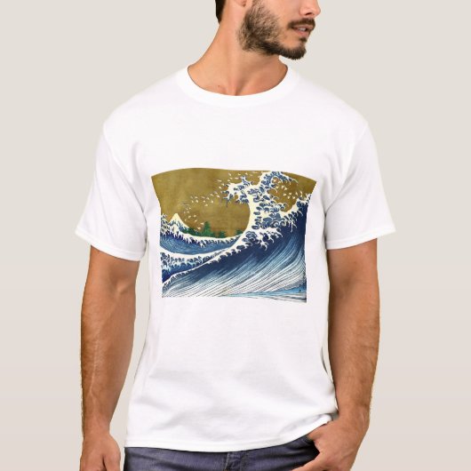 Katsushika Hokusai - Kolored Big Wave T-Shirt (Vorderseite)