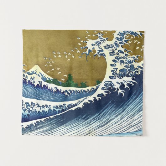 Katsushika Hokusai - Kolored Big Wave Wandteppich (Vorderseite (Horizontal))