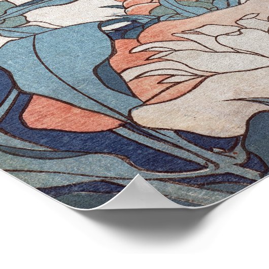 Katsushika Hokusai Peonies and Canary Poster (Ecke)