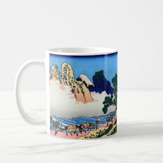 Katsushika Hokusai - Rückseite von Fuji, Fluss Min Kaffeetasse (Links)