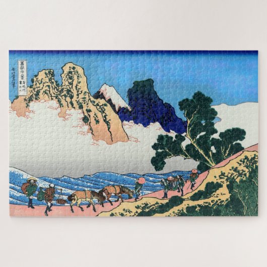 Katsushika Hokusai - Rückseite von Fuji, Fluss Min Puzzle (Horizontal)