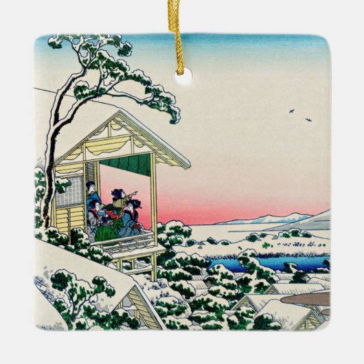 Katsushika Hokusai - Teehaus bei Koishikawa Keramikornament (Vorderseite)