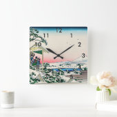 Katsushika Hokusai - Teehaus bei Koishikawa Quadratische Wanduhr (Zuhause)