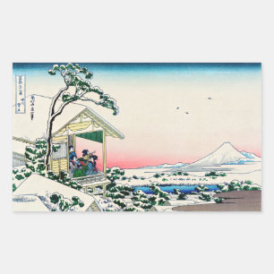 Katsushika Hokusai - Teehaus bei Koishikawa Rechteckiger Aufkleber