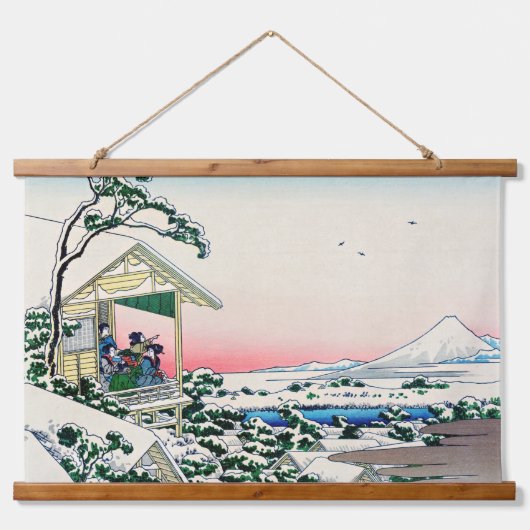 Katsushika Hokusai - Teehaus bei Koishikawa Wandteppich Mit Holzrahmen (Vorne)