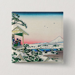 Katsushika Hokusai - Teehaus in Koishikawa Button