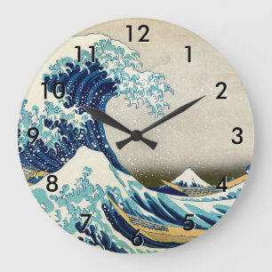 Katsushika Hokusai - The Great Wave off Kanagawa Große Wanduhr