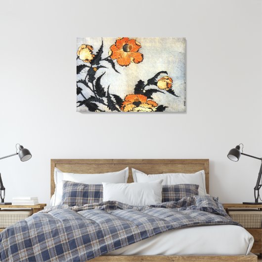 Katsushika Hokusai Ukiyo-e Woodcut Print - Poppies Leinwanddruck (Insitu (Schlafzimmer))