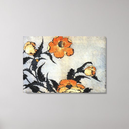 Katsushika Hokusai Ukiyo-e Woodcut Print - Poppies Leinwanddruck (Vorderseite)