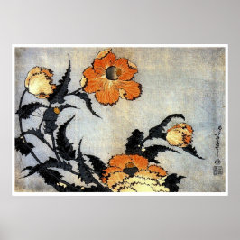 Katsushika Hokusai Ukiyo-e Woodcut Print - Poppies Poster