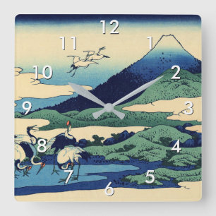 Katsushika Hokusai - Umegawa in der Provinz Sagami Quadratische Wanduhr