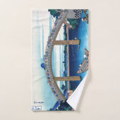 Katsushika Hokusai - Unter der Mannenbrücke, Fukag Badhandtuch Set (Handtuch)