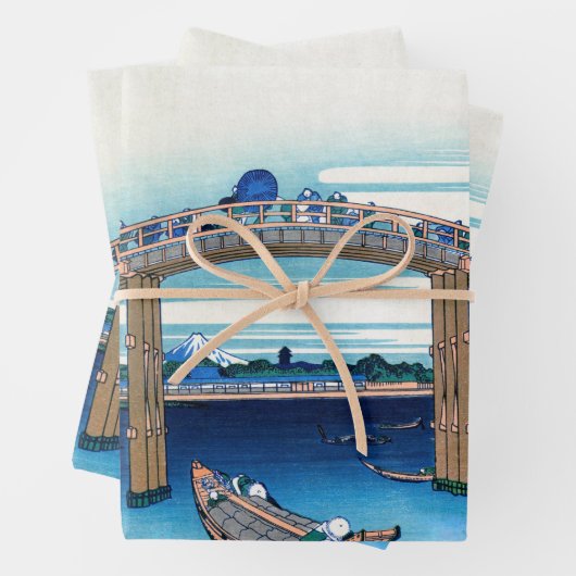 Katsushika Hokusai - Unter der Mannenbrücke, Fukag Geschenkpapier Set (Beispiel)