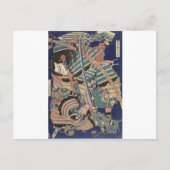 Katsushika Hokusai - Vechtende helden Postkarte (Vorderseite)