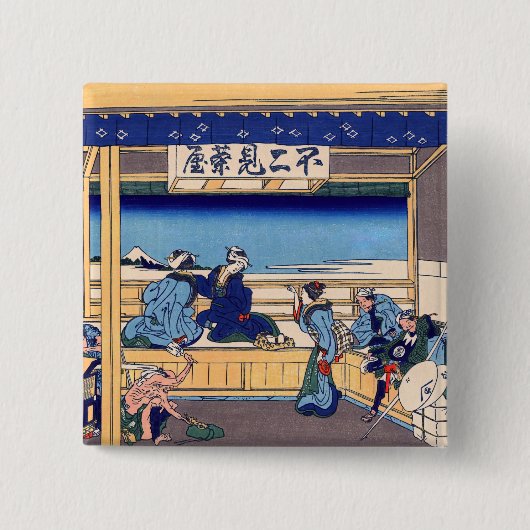 Katsushika Hokusai - Yoshida auf dem Tokaido Button (Vorderseite)