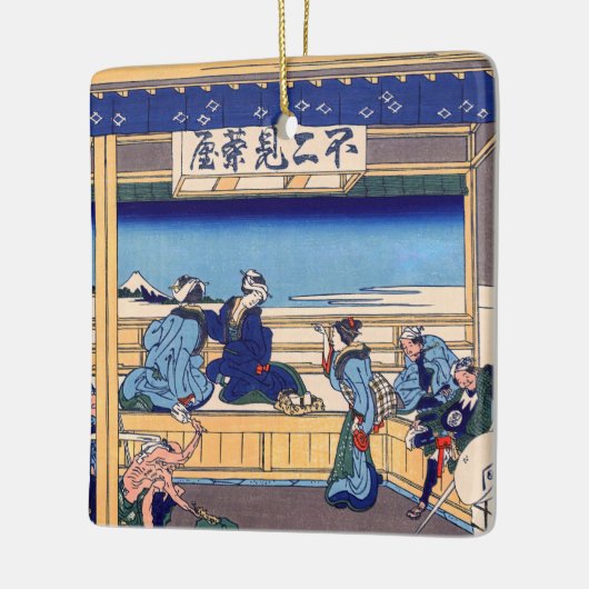 Katsushika Hokusai - Yoshida auf dem Tokaido Keramikornament (Links)