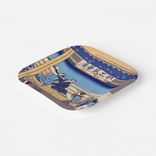 Katsushika Hokusai - Yoshida auf dem Tokaido Pappteller (Gewinkelt)