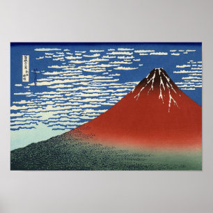Katsushika Hokusais Red Fuji Poster