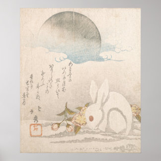 Katsushika Hokushū Rabbit im Snow-Poster Poster