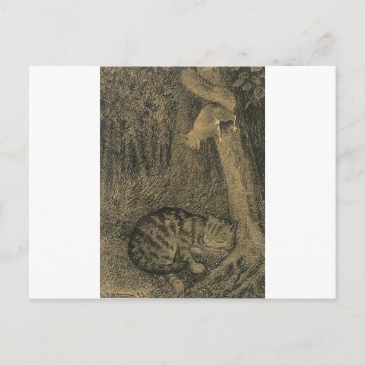 Katt Og Ekorn von Theodor Severin Kittelsen Postkarte (Vorderseite)