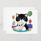 Kattenmoeder en kattenkind vieren feest. Kittycat Postkarte (Vorne/Hinten)